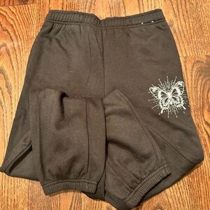 Refuge Black Sweatpants with Butterfly Design